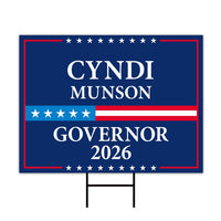 Cyndi Munson For Oklahoma Governor 2026 Yard Sign, Corrugated Plastic Governor Elections Race Red White & Blue Yard Sign with Metal H-Stake
