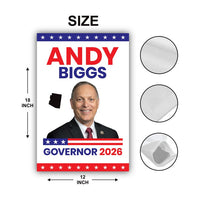Andy Biggs For Arizona Governor 2026 Garden Flag, Double Sided, 2026 Governor Flag, Elections Flag, Race Red White & Blue Flag