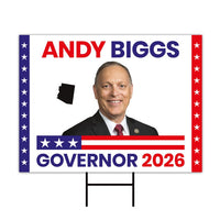 Andy Biggs For Arizona Governor 2026 Yard Sign, Corrugated Plastic Governor Elections Race Red White & Blue Yard Sign with Metal H-Stake
