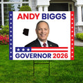 Andy Biggs For Arizona Governor 2026 Yard Sign, Corrugated Plastic Governor Elections Race Red White & Blue Yard Sign with Metal H-Stake