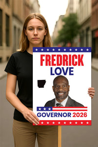 Fredrick Love For Arkansas Governor 2026 Election Sign, Political Campaign Sign, Democratic party, Governor Election 2026 Race Poster Sign
