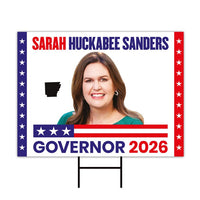 Sarah Huckabee Sanders For Arkansas Governor 2026 Yard Sign, Corrugated Governor Elections Race Red White Blue Yard Sign with Metal H-Stake