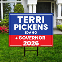 Terri Pickens For Idaho Governor 2026 Yard Sign, Corrugated Plastic Governor Elections Race Red White & Blue Yard Sign with Metal H-Stake