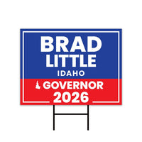 Brad Little For Idaho Governor 2026 Yard Sign, Corrugated Plastic Governor Elections Race Red White & Blue Yard Sign with Metal H-Stake
