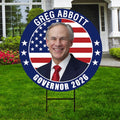 Greg Abbott For Texas Governor 2026 Yard Sign, Corrugated Plastic Governor Elections Race Red White & Blue Yard Sign with Metal H-Stake