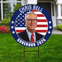 Chris Bell For Texas Governor 2026 Yard Sign, Corrugated Plastic Governor Elections Race Red White & Blue Yard Sign with Metal H-Stake