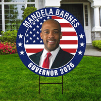 Mandela Barnes For Wisconsin Governor 2026 Yard Sign, Corrugated Plastic Governor Elections Race Red White Blue Yard Sign with Metal H-Stake