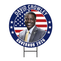 David Crowley For Wisconsin Governor 2026 Yard Sign, Corrugated Plastic Governor Elections Race Red White Blue Yard Sign with Metal H-Stake