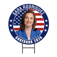 Sara Rodriguez For Wisconsin Governor 2026 Yard Sign, Corrugated Plastic Governor Elections Race Red White Blue Yard Sign with Metal H-Stake