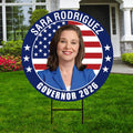 Sara Rodriguez For Wisconsin Governor 2026 Yard Sign, Corrugated Plastic Governor Elections Race Red White Blue Yard Sign with Metal H-Stake