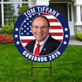 Tom Tiffany For Wisconsin Governor 2026 Yard Sign, Corrugated Plastic Governor Elections Race Red White & Blue Yard Sign with Metal H-Stake