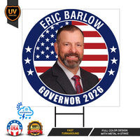 Eric Barlow For Wyoming Governor 2026 Yard Sign, Corrugated Plastic Governor Elections Race Red White & Blue Yard Sign with Metal H-Stake