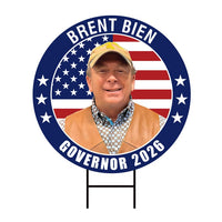 Brent Bien For Wyoming Governor 2026 Yard Sign, Corrugated Plastic Governor Elections Race Red White & Blue Yard Sign with Metal H-Stake