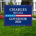 Charles McCall For Oklahoma Governor 2026 Yard Sign, Corrugated Plastic Governor Elections Race Red White Blue Yard Sign with Metal H-Stake