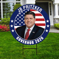 JB Pritzker For Illinois Governor 2026 Yard Sign, Corrugated Plastic Governor Elections Race Red White & Blue Yard Sign with Metal H-Stake