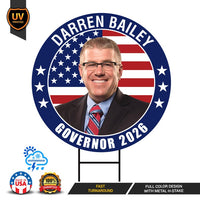 Darren Bailey For Illinois Governor 2026 Yard Sign, Corrugated Plastic Governor Elections Race Red White & Blue Yard Sign with Metal H-Stake