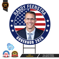 Randy Feenstra For Iowa Governor 2026 Yard Sign, Corrugated Plastic Governor Elections Race Red White & Blue Yard Sign with Metal H-Stake