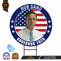 Rob Sand For Iowa Governor 2026 Yard Sign, Corrugated Plastic Governor Elections Race Red White & Blue Yard Sign with Metal H-Stake