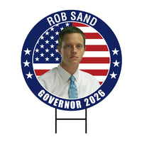 Rob Sand For Iowa Governor 2026 Yard Sign, Corrugated Plastic Governor Elections Race Red White & Blue Yard Sign with Metal H-Stake