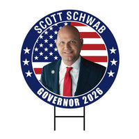 Scott Schwab For Kansas Governor 2026 Yard Sign, Corrugated Plastic Governor Elections Race Red White & Blue Yard Sign with Metal H-Stake
