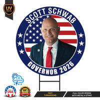 Scott Schwab For Kansas Governor 2026 Yard Sign, Corrugated Plastic Governor Elections Race Red White & Blue Yard Sign with Metal H-Stake