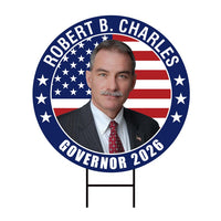 Robert B. Charles For Maine Governor 2026 Yard Sign, Corrugated Plastic Governor Elections Race Red White Blue Yard Sign with Metal H-Stake