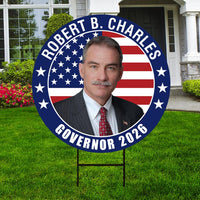 Robert B. Charles For Maine Governor 2026 Yard Sign, Corrugated Plastic Governor Elections Race Red White Blue Yard Sign with Metal H-Stake