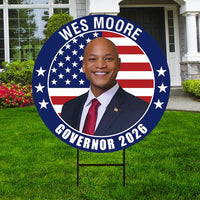 Wes Moore For Maryland Governor 2026 Yard Sign, Corrugated Plastic Governor Elections Race Red White & Blue Yard Sign with Metal H-Stake