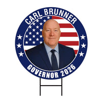Carl Brunner For Maryland Governor 2026 Yard Sign, Corrugated Plastic Governor Elections Race Red White & Blue Yard Sign with Metal H-Stake