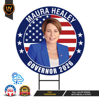Maura Healey For Massachusetts Governor 2026 Yard Sign, Corrugated Governor Elections Race Red White & Blue Yard Sign with Metal H-Stake