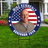 Mike Kennealy For Massachusetts Governor 2026 Yard Sign, Corrugated Governor Elections Race Red White & Blue Yard Sign with Metal H-Stake