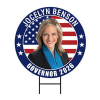 Jocelyn Benson For Michigan Governor 2026 Yard Sign, Corrugated Plastic Governor Elections Race Red White Blue Yard Sign with Metal H-Stake
