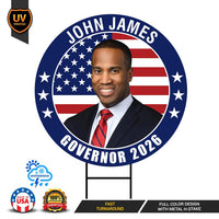 John James For Michigan Governor 2026 Yard Sign, Corrugated Plastic Governor Elections Race Red White & Blue Yard Sign with Metal H-Stake