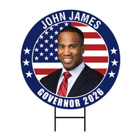 John James For Michigan Governor 2026 Yard Sign, Corrugated Plastic Governor Elections Race Red White & Blue Yard Sign with Metal H-Stake