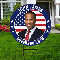 John James For Michigan Governor 2026 Yard Sign, Corrugated Plastic Governor Elections Race Red White & Blue Yard Sign with Metal H-Stake
