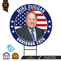 Mike Duggan For Michigan Governor 2026 Yard Sign, Corrugated Plastic Governor Elections Race Red White & Blue Yard Sign with Metal H-Stake