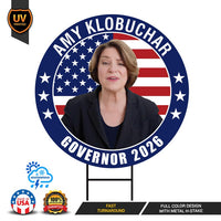 Amy Klobuchar For Minnesota Governor 2026 Yard Sign, Corrugated Plastic Governor Elections Race Red White Blue Yard Sign with Metal H-Stake