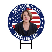 Amy Klobuchar For Minnesota Governor 2026 Yard Sign, Corrugated Plastic Governor Elections Race Red White Blue Yard Sign with Metal H-Stake