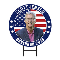 Scott Jensen For Minnesota Governor 2026 Yard Sign, Corrugated Plastic Governor Elections Race Red White & Blue Yard Sign with Metal H-Stake