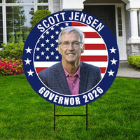 Scott Jensen For Minnesota Governor 2026 Yard Sign, Corrugated Plastic Governor Elections Race Red White & Blue Yard Sign with Metal H-Stake