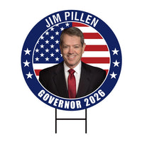 Jim Pillen For Nebraska Governor 2026 Yard Sign, Corrugated Plastic Governor Elections Race Red White & Blue Yard Sign with Metal H-Stake
