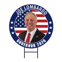 Joe Lombardo For Nevada Governor 2026 Yard Sign, Corrugated Plastic Governor Elections Race Red White & Blue Yard Sign with Metal H-Stake