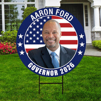 Aaron Ford For Nevada Governor 2026 Yard Sign, Corrugated Plastic Governor Elections Race Red White & Blue Yard Sign with Metal H-Stake