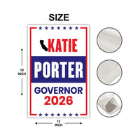 Katie Porter For California Governor 2026 Garden Flag, Double Sided, 2026 Governor Flag, Elections Flag, Race Red White & Blue Flag