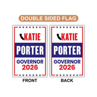 Katie Porter For California Governor 2026 Garden Flag, Double Sided, 2026 Governor Flag, Elections Flag, Race Red White & Blue Flag