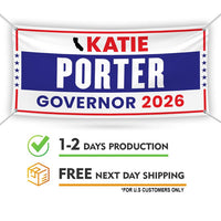 Katie Porter For California U.S. Governor Banner Sign, 13 oz Waterproof US Governor Election 2026 Vinyl Banner With Metal Grommets