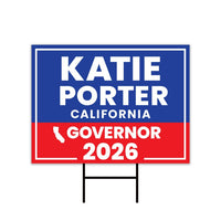 Katie Porter For California Governor 2026 Yard Sign, Corrugated Plastic Governor Elections Race Red White Blue Yard Sign with Metal H-Stake