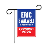 Eric Swalwell For California Governor 2026 Garden Flag, Double Sided, 2026 Governor Flag, Elections Flag, Race Red White & Blue Flag