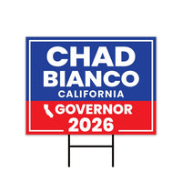 Chad Bianco For California Governor 2026 Yard Sign, Corrugated Plastic Governor Elections Race Red White & Blue Yard Sign with Metal H-Stake