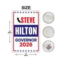 Steve Hilton For California Governor 2026 Garden Flag, Double Sided, 2026 Governor Flag, Elections Flag, Race Red White & Blue Flag
